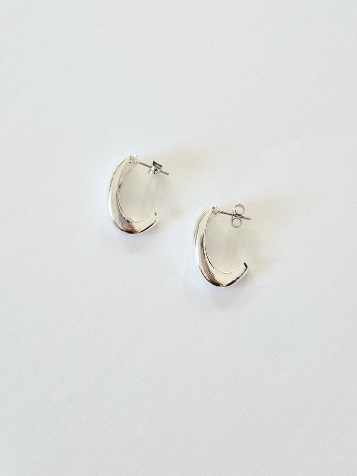 Vintage Silver Plated Half Hoop Earrings