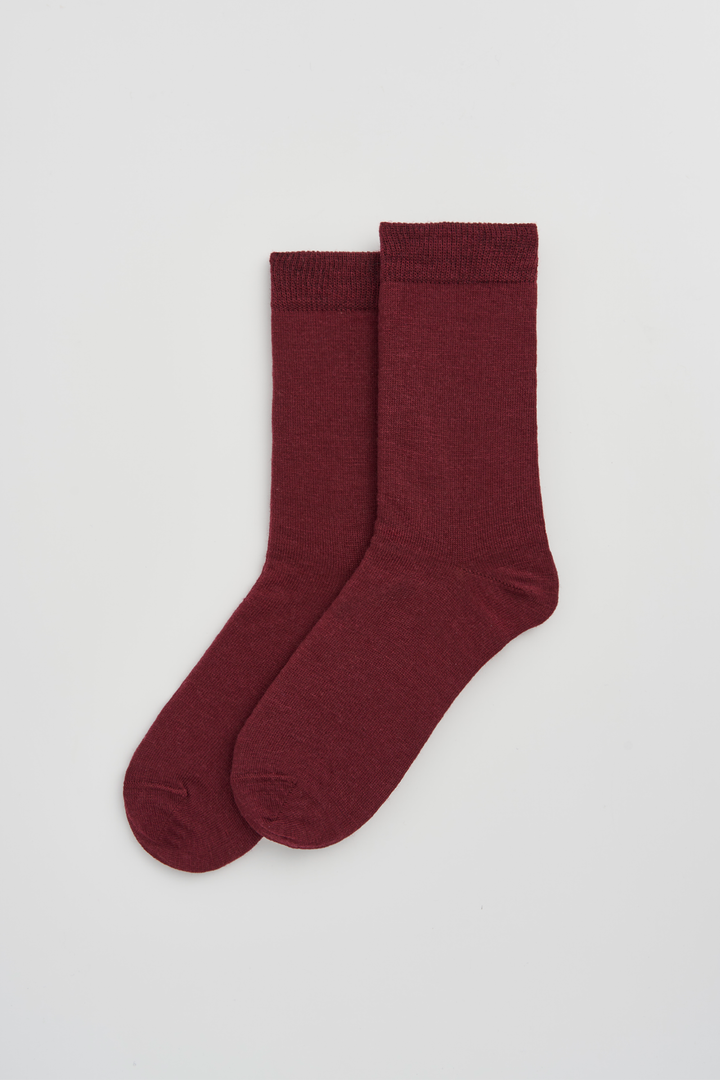 Dark Plum Merino Socks: Burgundy / Small (UK 4-7)