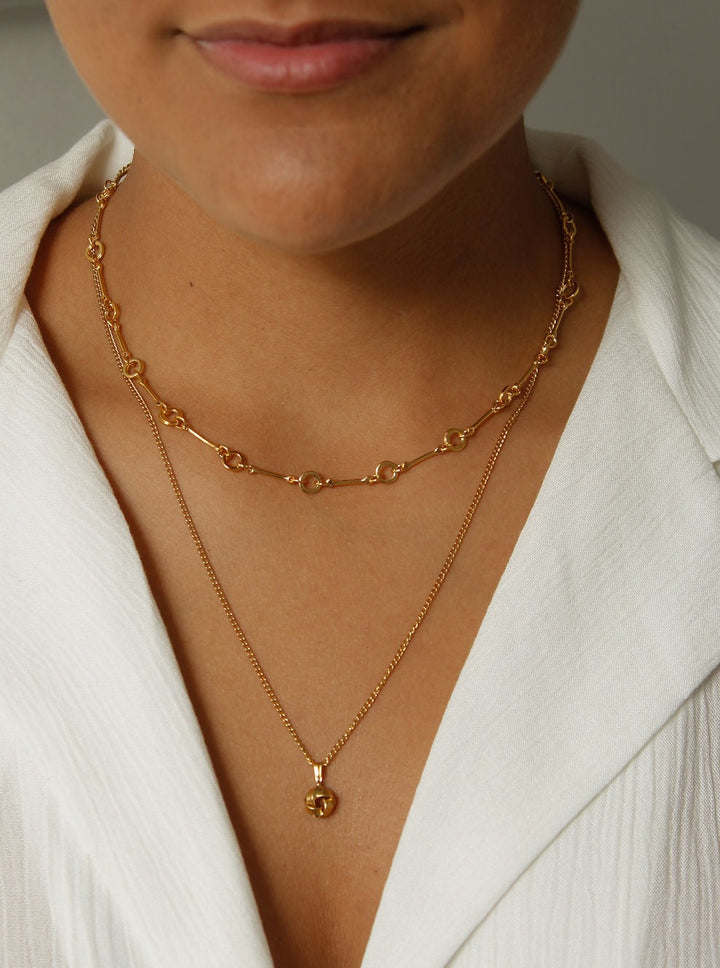 Vintage 80s Gold Plated Bar Link Chain Necklace