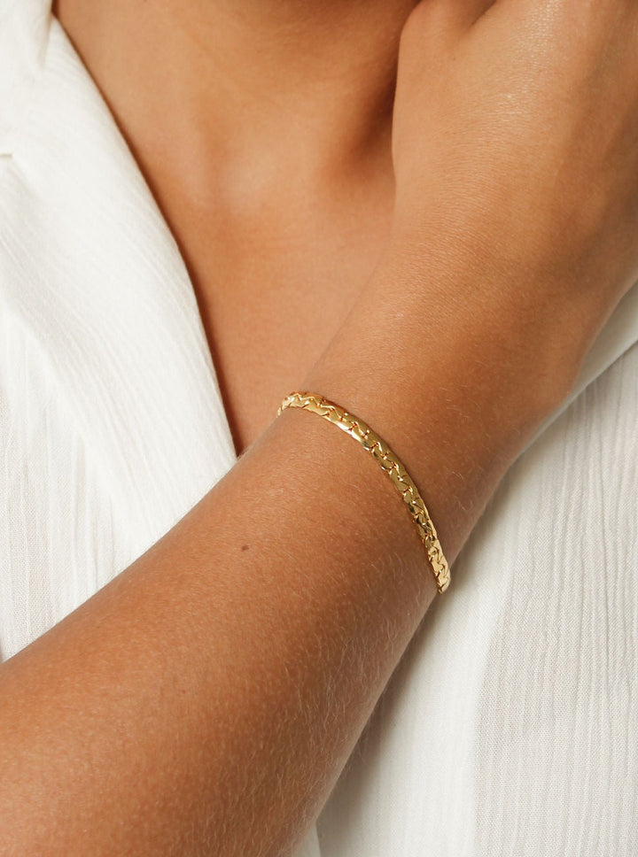 Vintage Gold Plated Flat Mesh Chain Bracelet