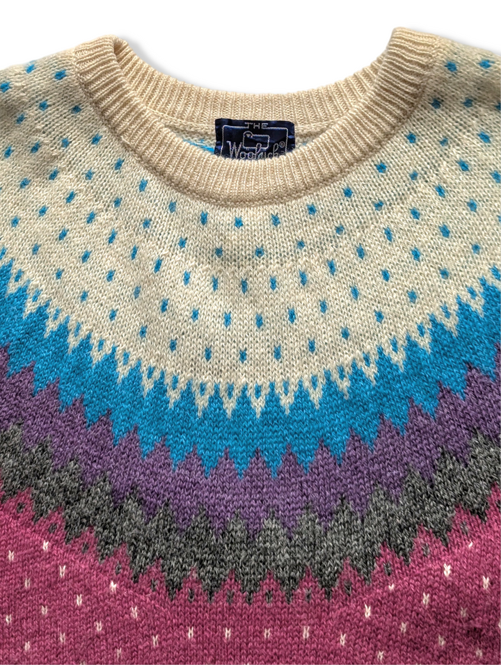 Vintage Colourful Pure Wool Fair Isle Knit Jumper - L