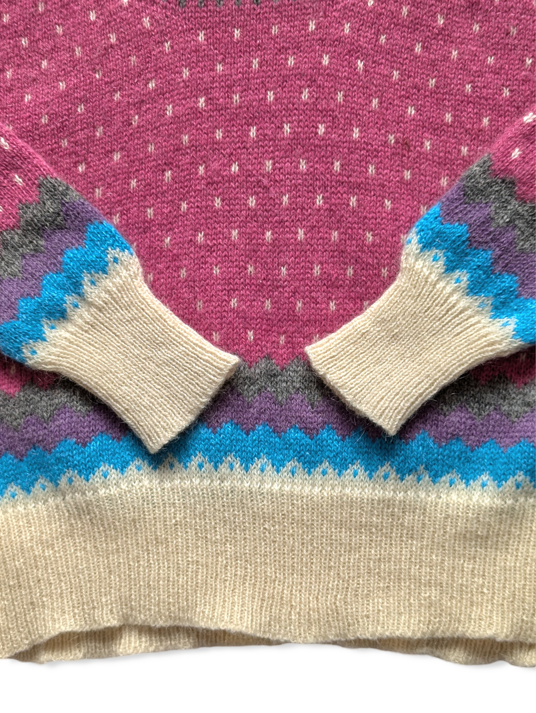 Vintage Colourful Pure Wool Fair Isle Knit Jumper - L