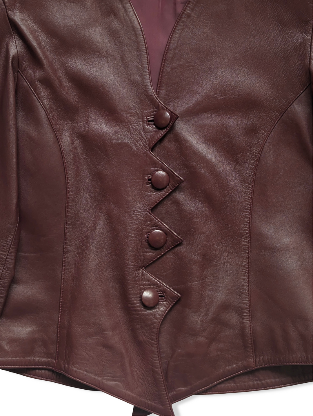 Vintage 80s Burgundy Leather Jacket - S/M