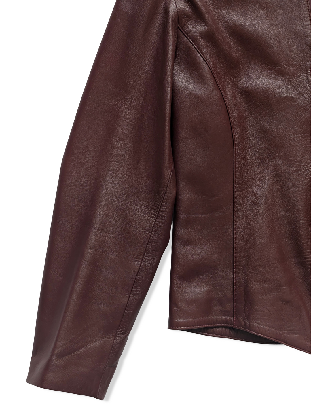 Vintage 80s Burgundy Leather Jacket - S/M