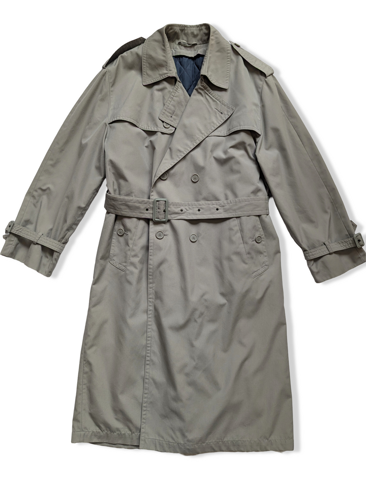 Vintage 80s Light Grey Trench Coat With Removable Lining- L/XL