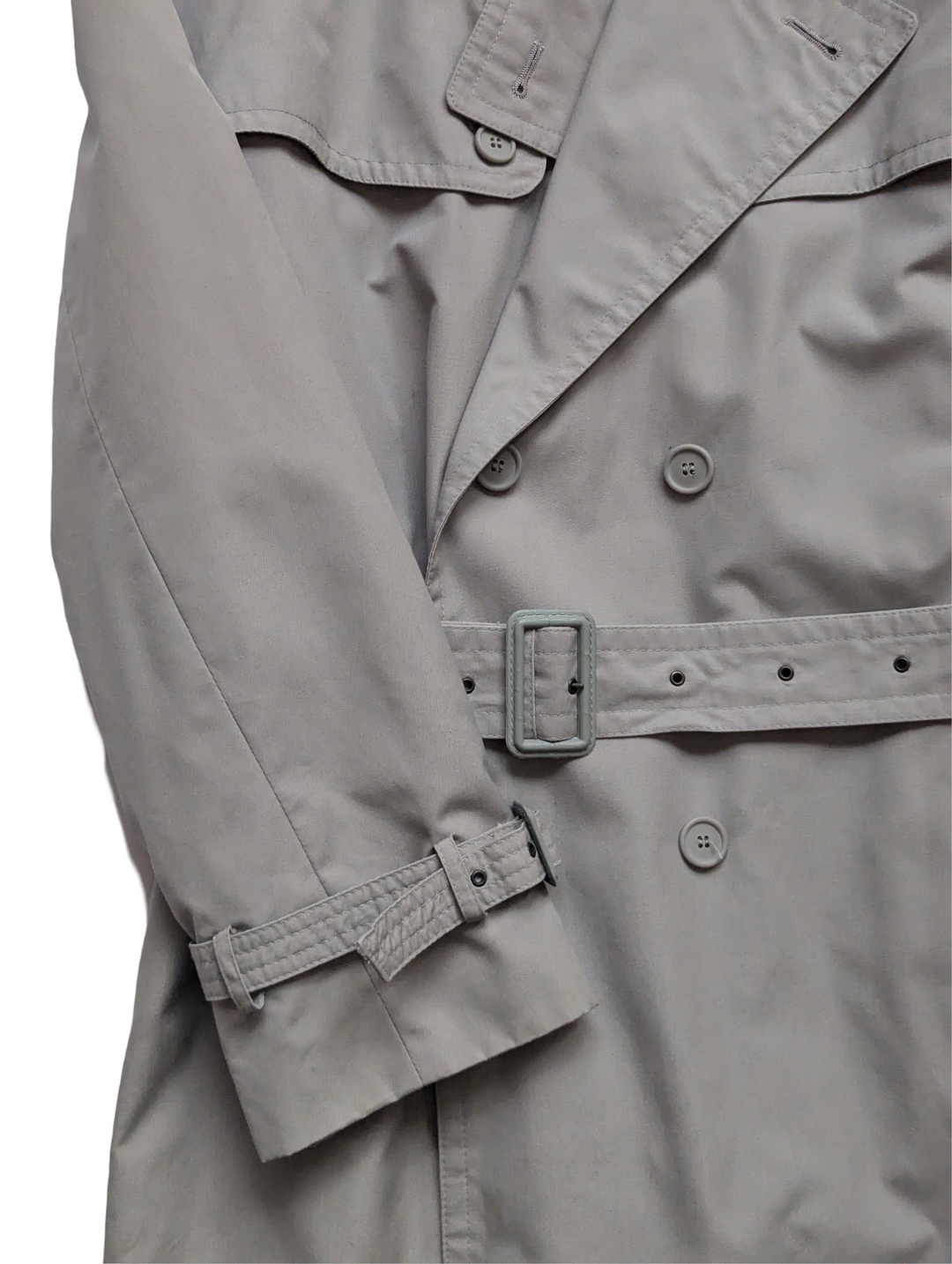 Vintage 80s Light Grey Trench Coat With Removable Lining- L/XL