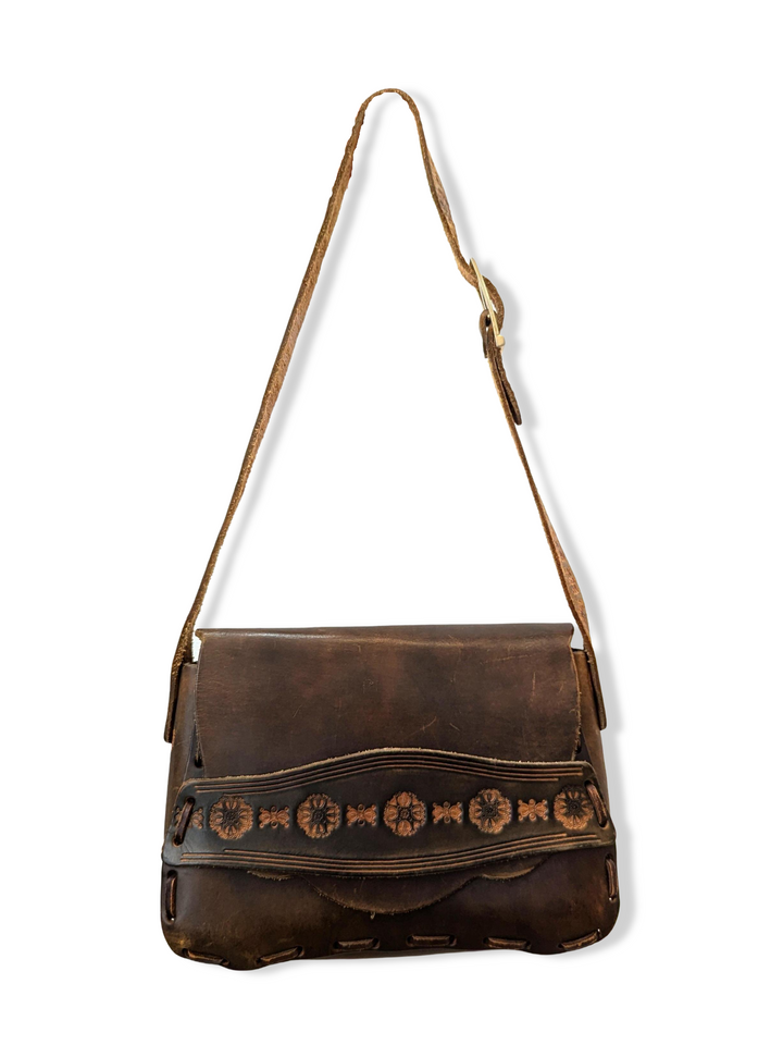 Vintage Dark Brown Leather Handbag