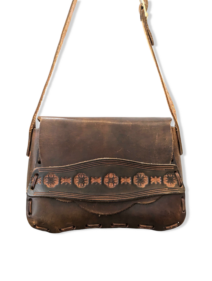 Vintage Dark Brown Leather Handbag