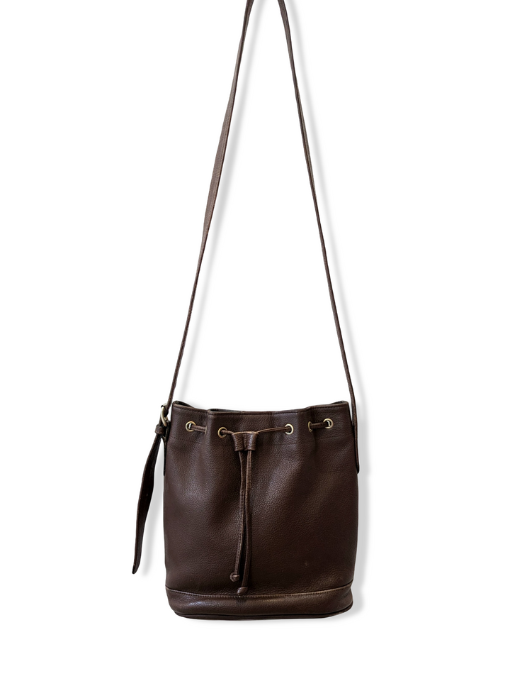 Vintage Brown Leather Bucket Handbag