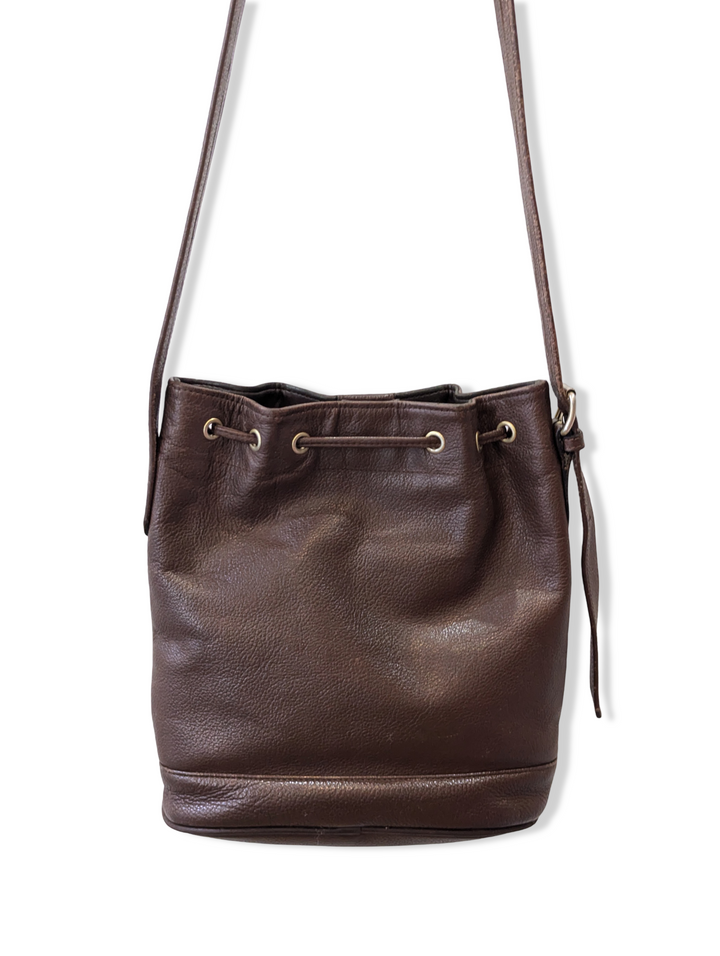 Vintage Brown Leather Bucket Handbag