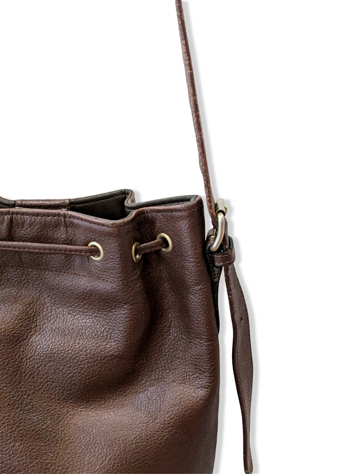 Vintage Brown Leather Bucket Handbag