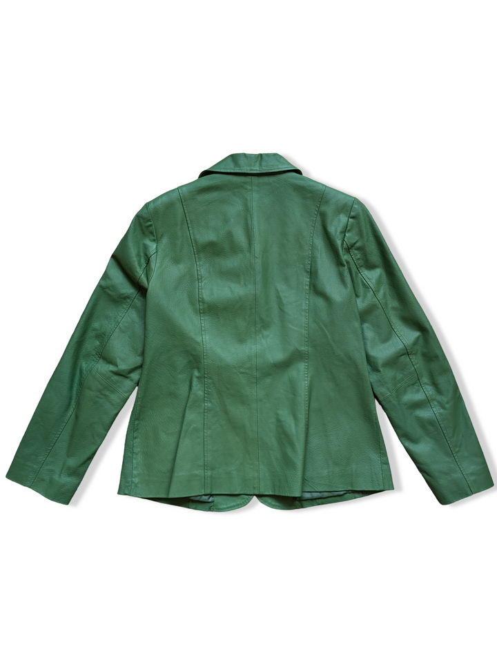 Vintage Green Leather Blazer Jacket - S/M