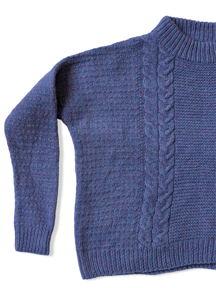 Vintage Blue Purple Pure Wool Cropped Knitted Jumper - M/L