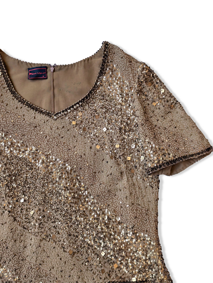 Vintage Frank Usher Gold Sequin Top - S/M