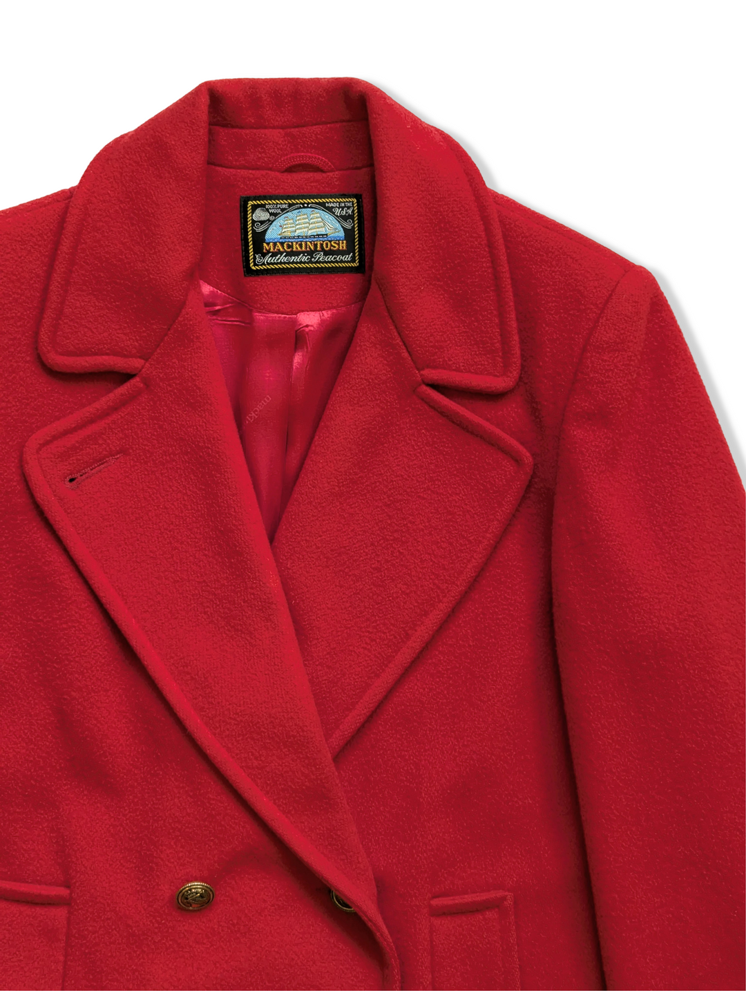 Vintage Red Pure Wool Macintosh Peacoat - S/M