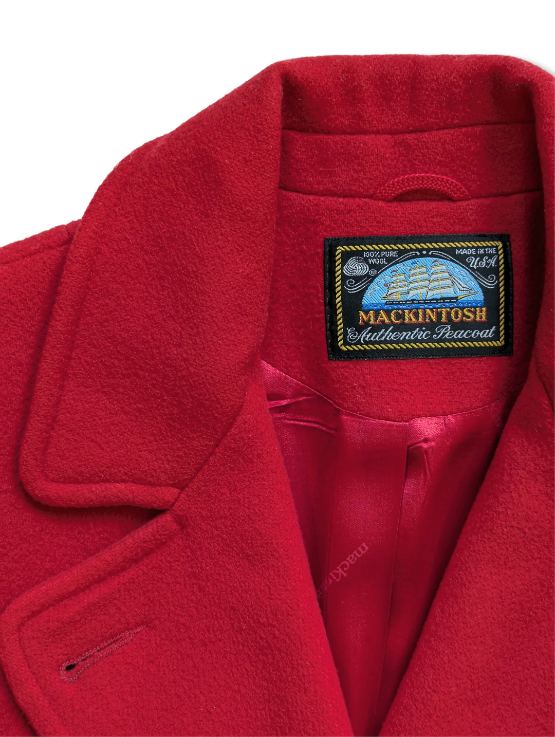 Vintage Red Pure Wool Macintosh Peacoat - S/M