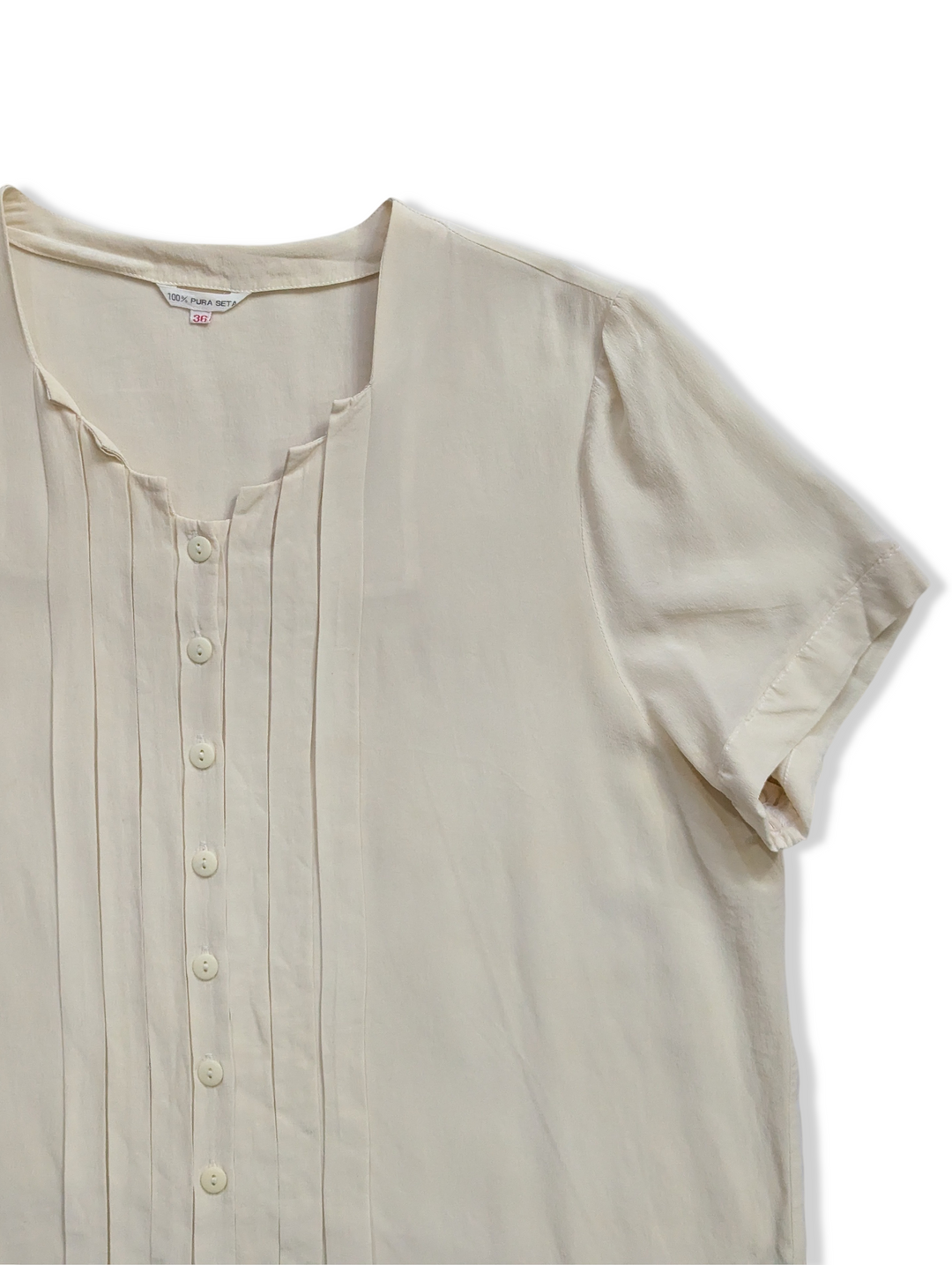 Vintage Cream Button Up Silk Blouse - S