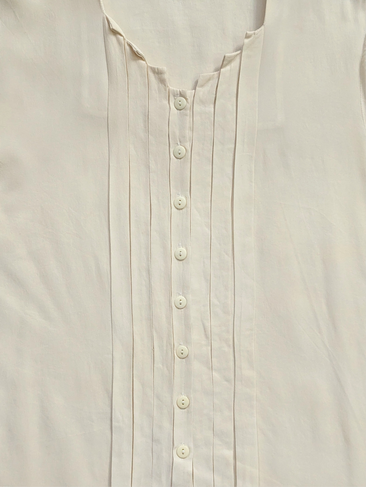 Vintage Cream Button Up Silk Blouse - S