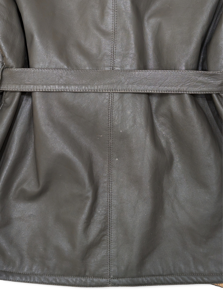 Vintage Khaki Green Blazer Leather Jacket - M