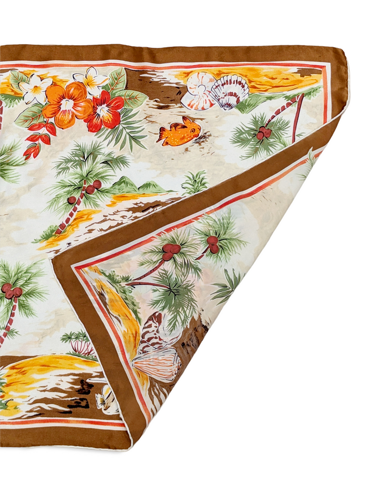 Vintage Tropical Print Silk Scarf