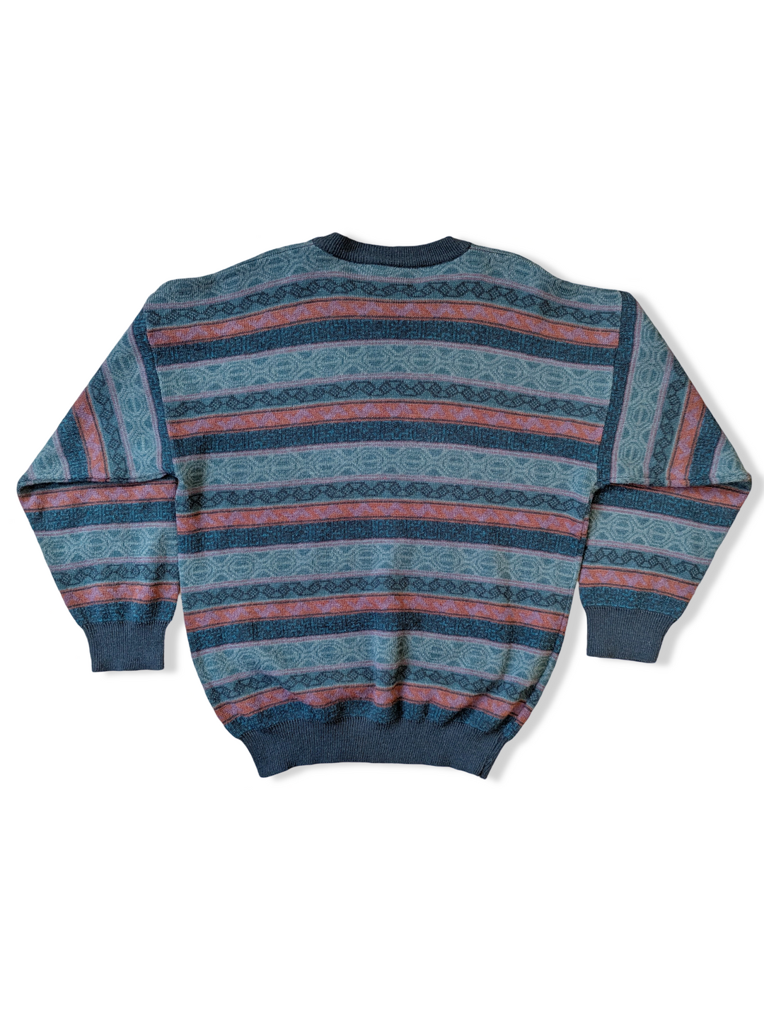 Vintage Blue and Red Striped Knitted Jumper - M/L