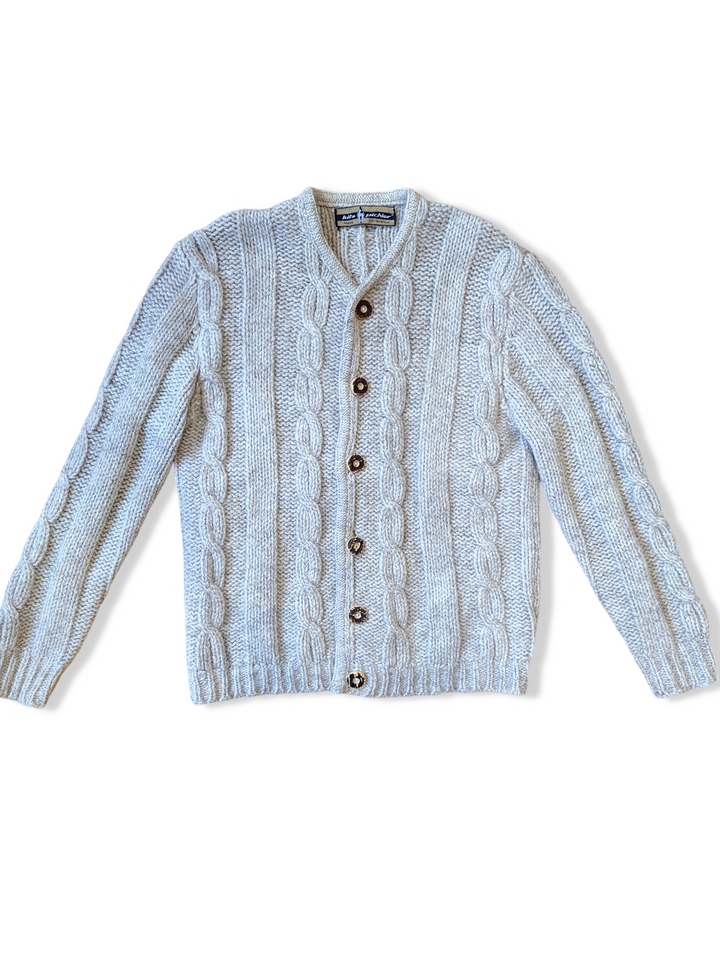 Vintage Austrian Pure Wool Cable Knit Cardigan - S