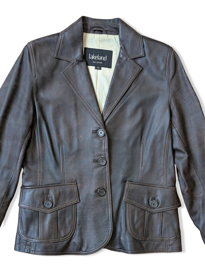 Vintage Dark Brown Lakeland Blazer Leather Jacket - XS/S