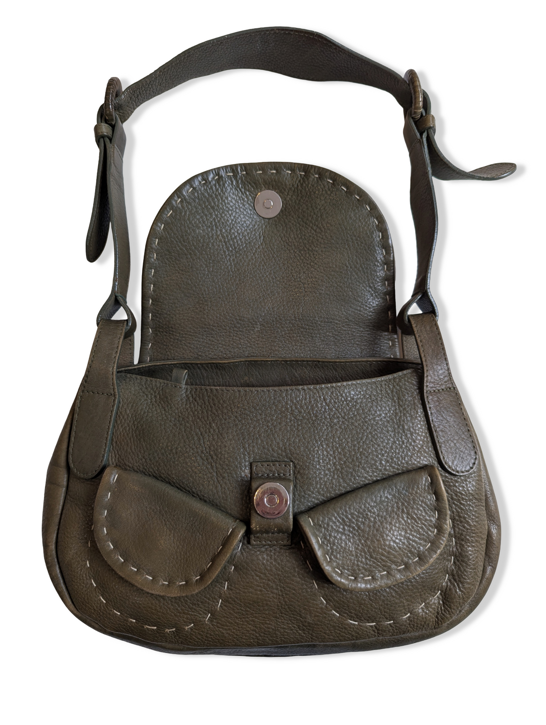 Vintage Khaki Green Leather Radley Shoulder Bag