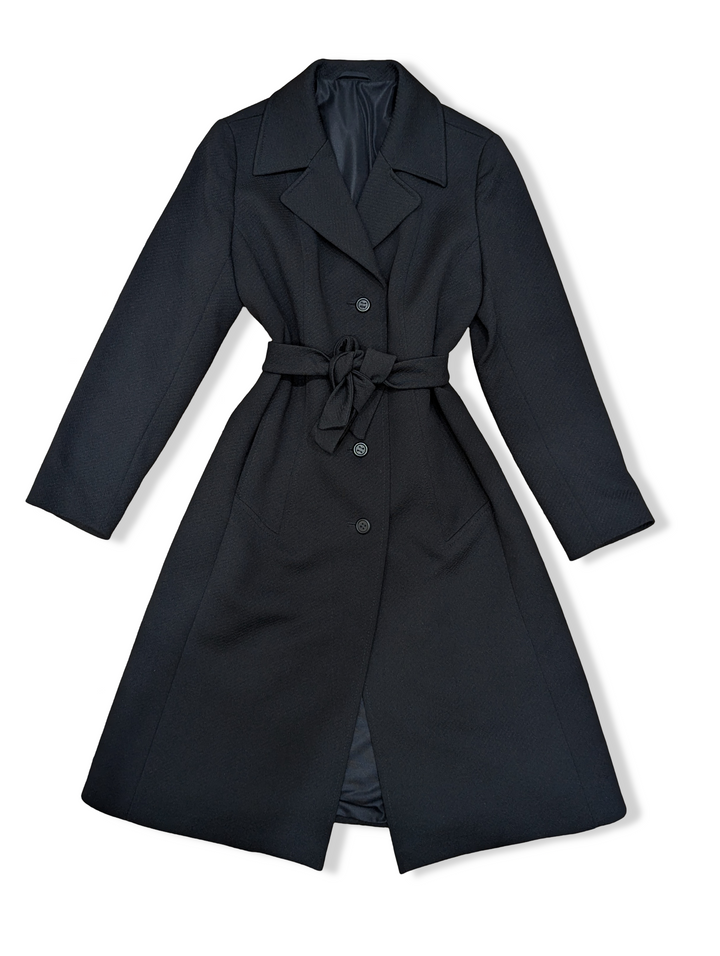 Vintage Long Black Coat - S/M