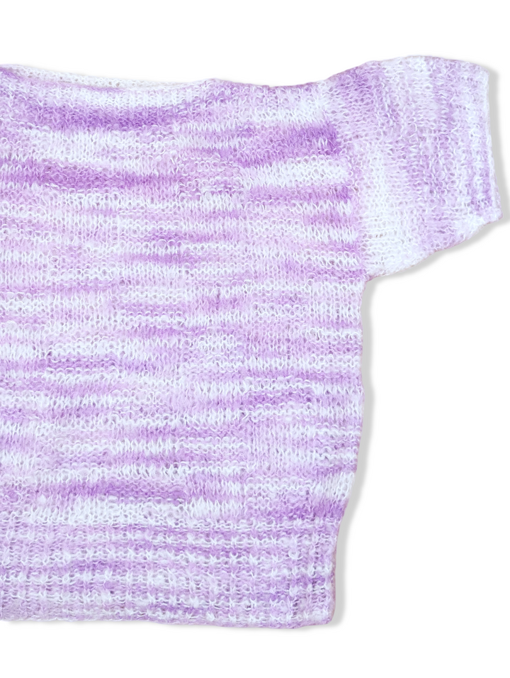 Vintage Lilac and White Handknitted Top - M