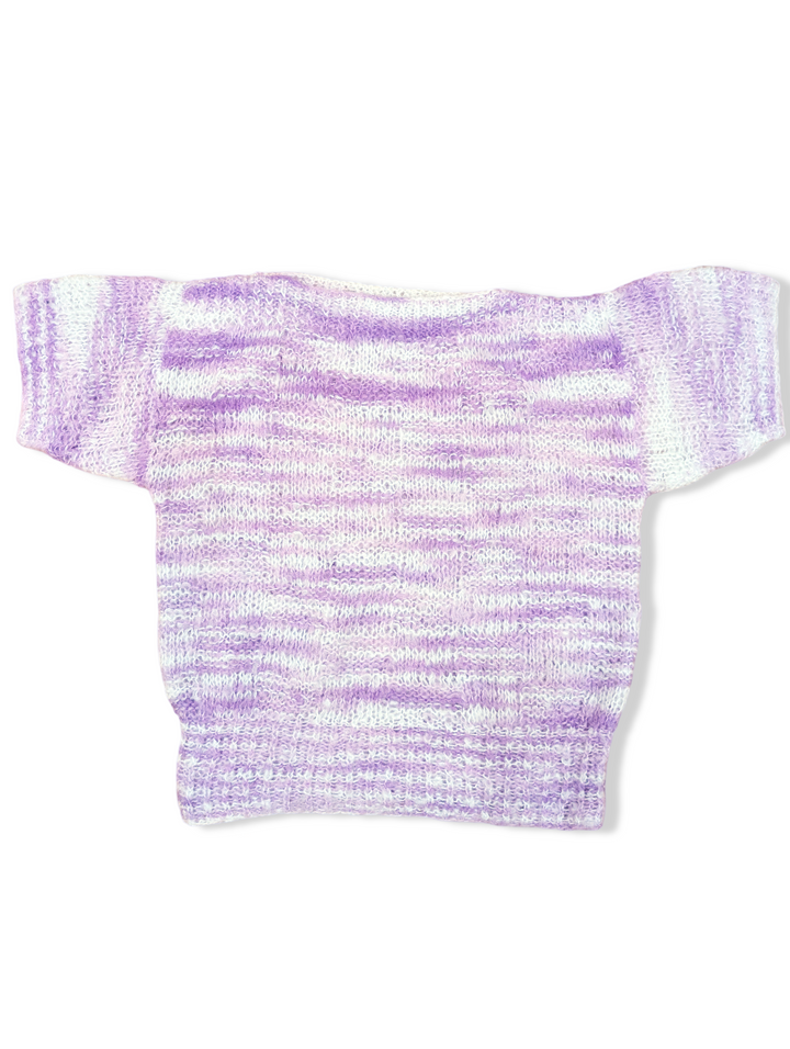 Vintage Lilac and White Handknitted Top - M