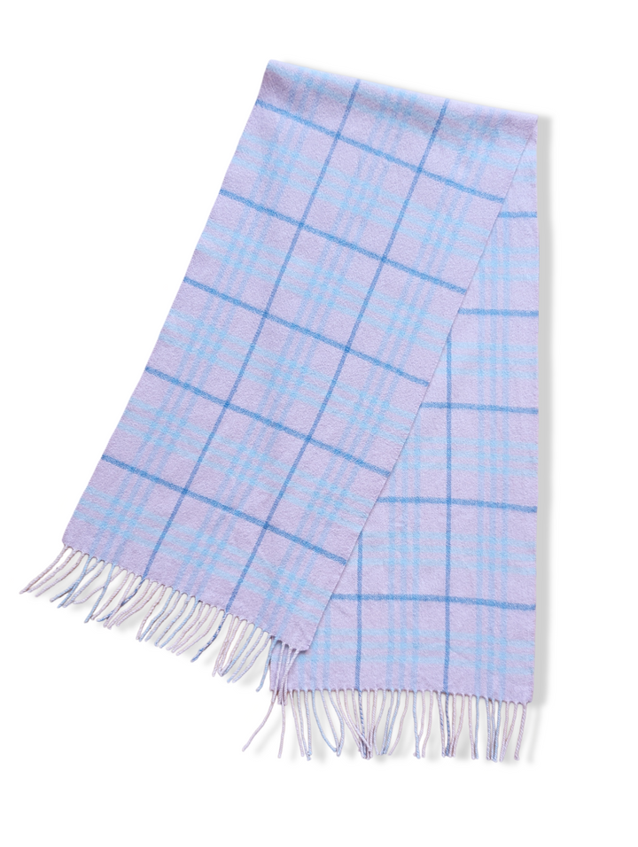 Vintage Pale Pink and Blue Checked Scarf