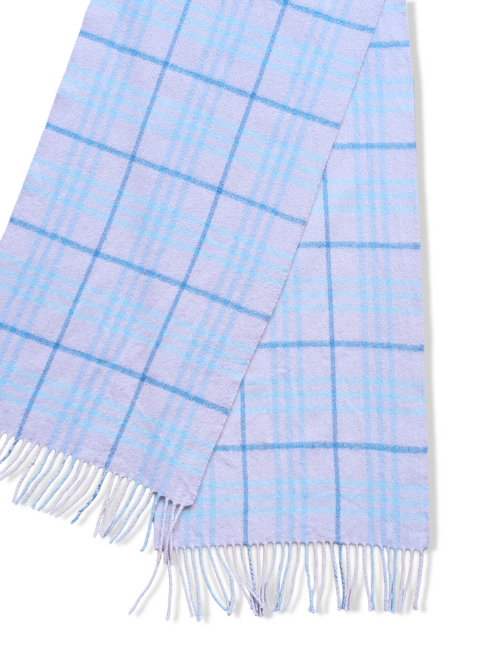 Vintage Pale Pink and Blue Checked Scarf