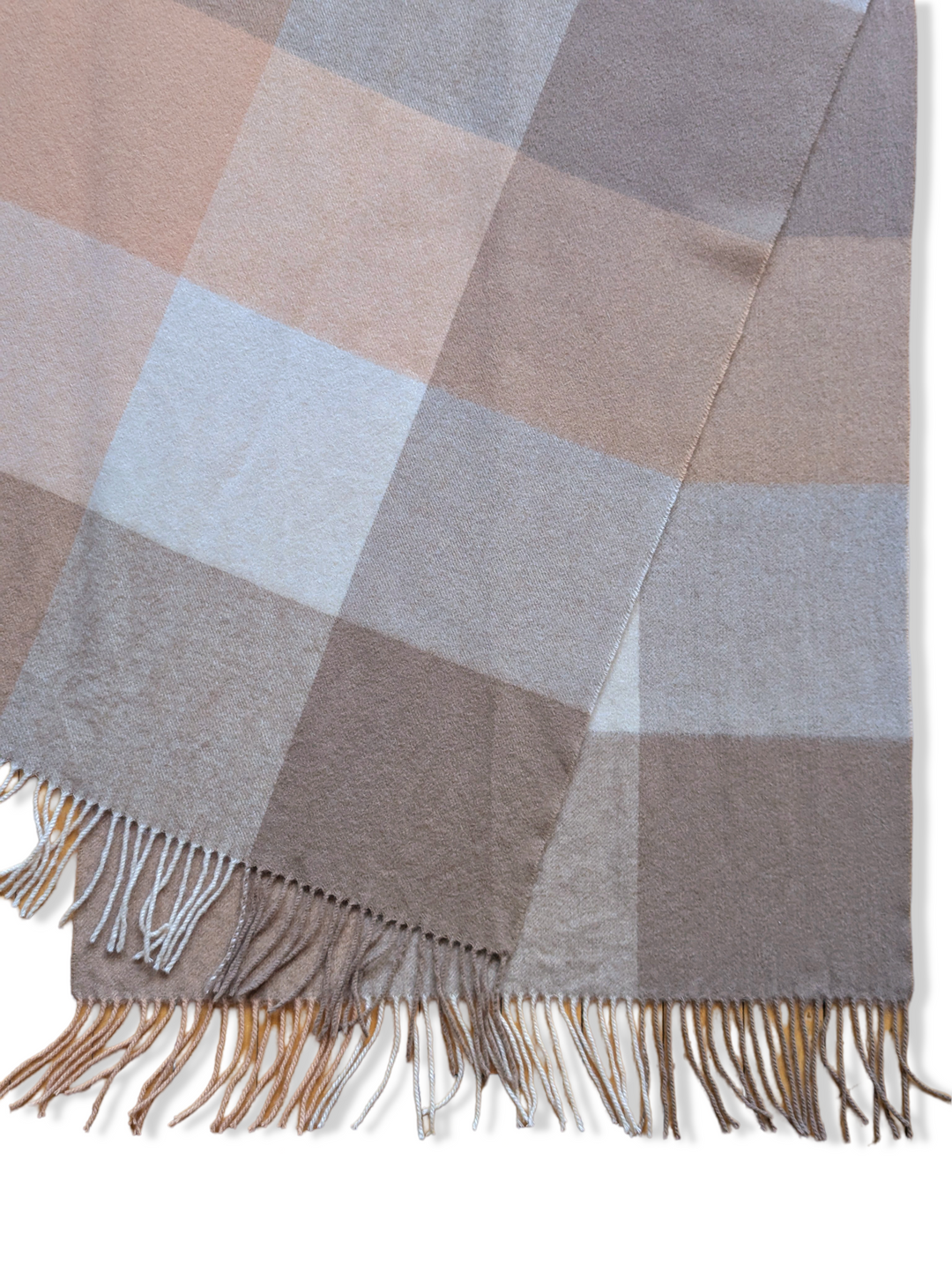 Vintage Beige & Brown Pure Wool Scarf