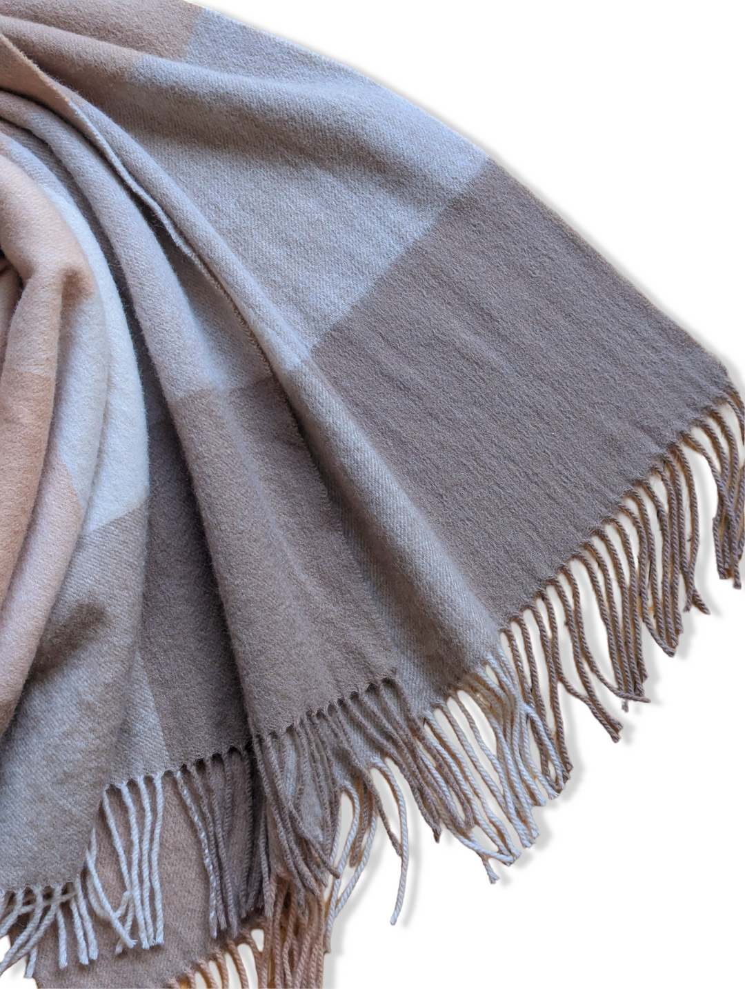 Vintage Beige & Brown Pure Wool Scarf