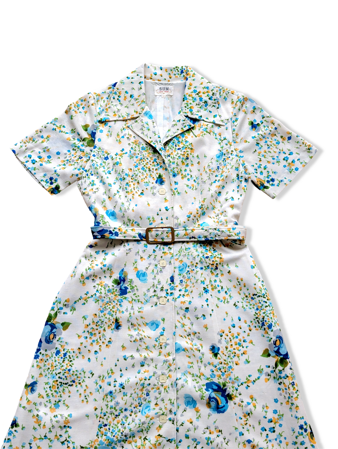 70s floral midi dress Retro 70s Hippie Floral Midi Dress With Bell Sleeves And Belt | Color: Orange/Pink