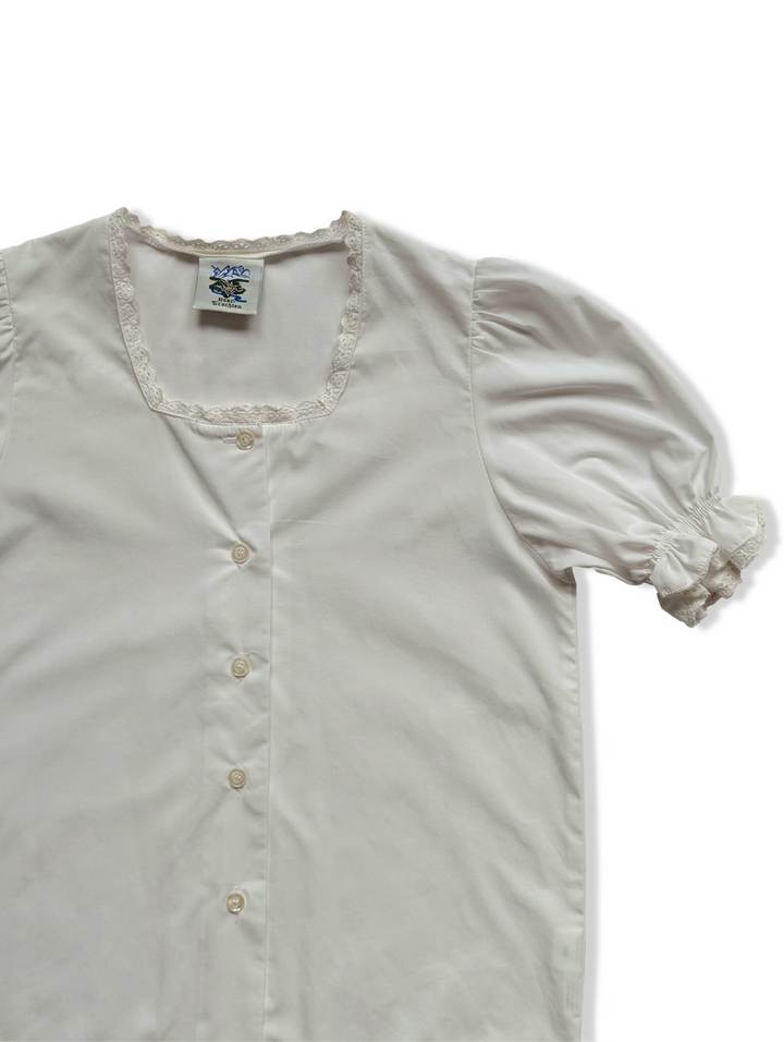 Vintage Austrian White Button Down Blouse - XS