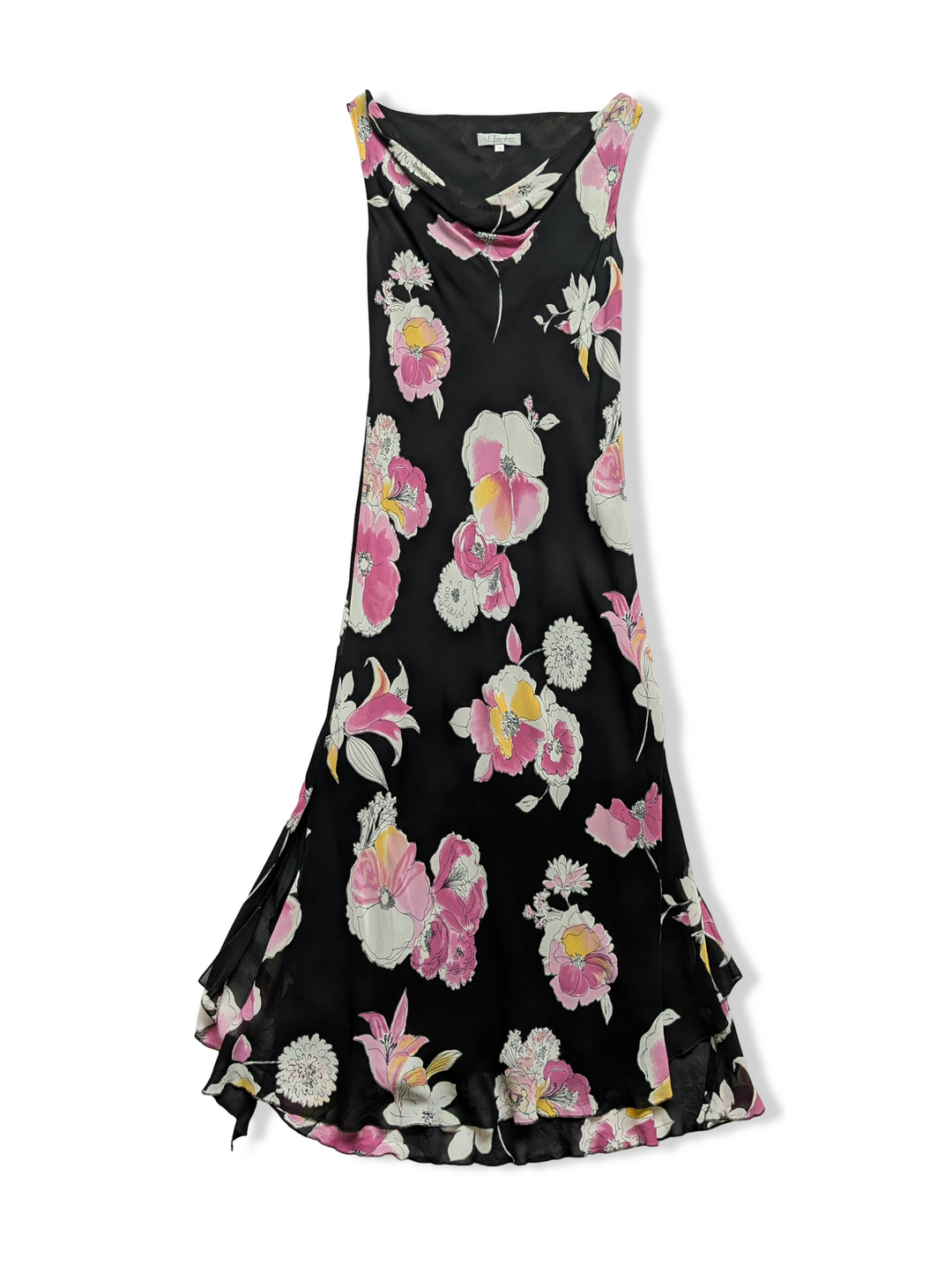 Vintage Bold Floral Print Maxi Dress - S/M