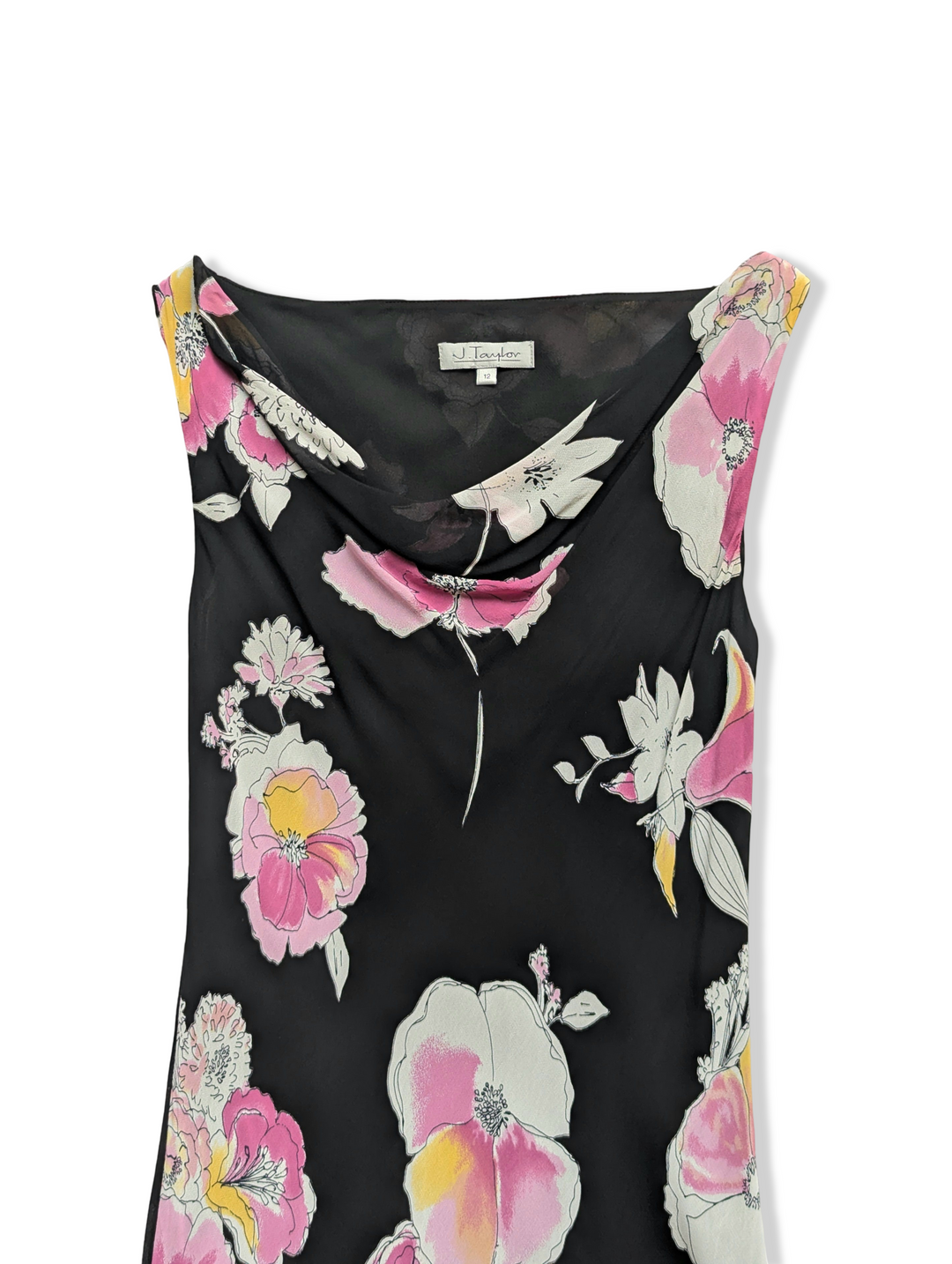 Vintage Bold Floral Print Maxi Dress - S/M