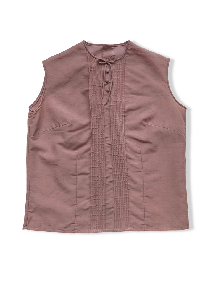 Vintage Pale Pink Semi Sheer Sleeveless Blouse - S