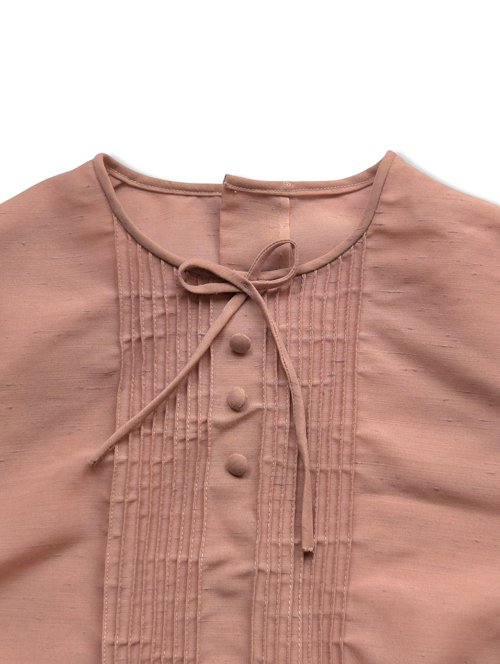 Vintage Pale Pink Semi Sheer Sleeveless Blouse - S