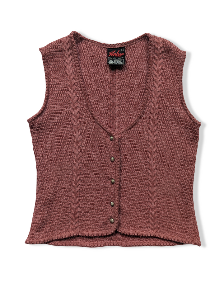 Vintage Austrian Pink Pure Wool Knitted Vest - S