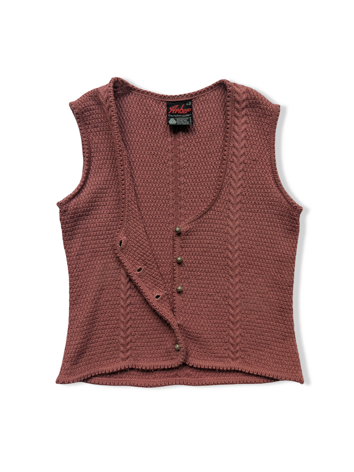 Vintage Austrian Pink Pure Wool Knitted Vest - S