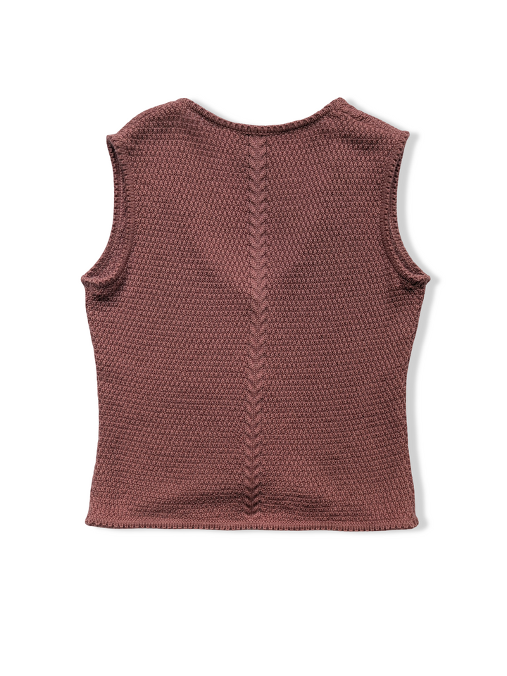 Vintage Austrian Pink Pure Wool Knitted Vest - S