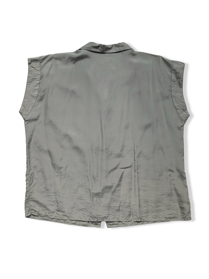 Vintage Pale Grey Button Up Silk Blouse - L