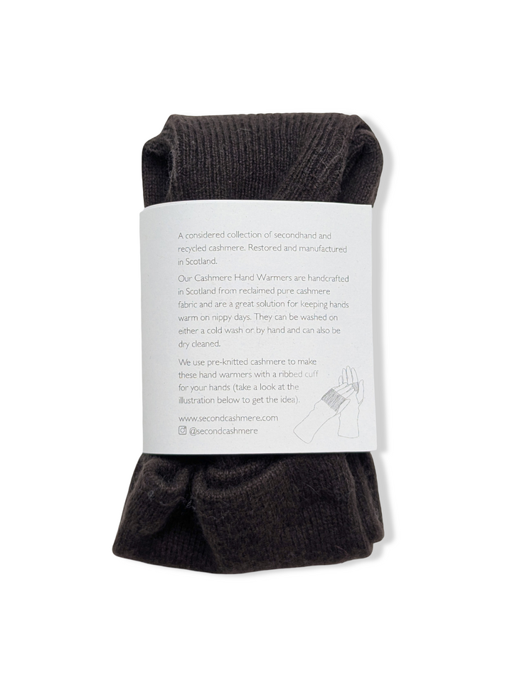 Reworked Cashmere Fingerless Gloves - Brown