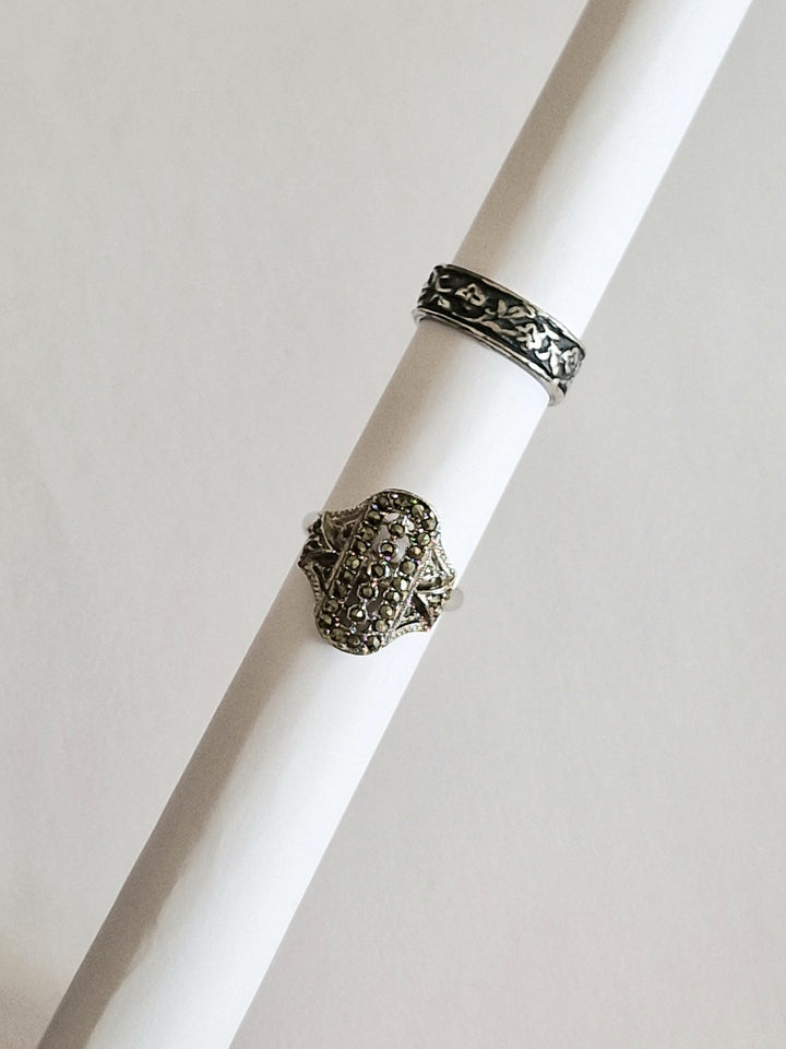 Vintage Silver Plated Gothic Ring Set
