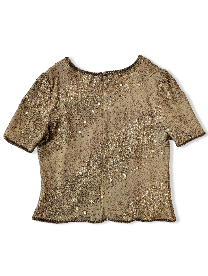 Vintage Frank Usher Gold Sequin Top - S/M