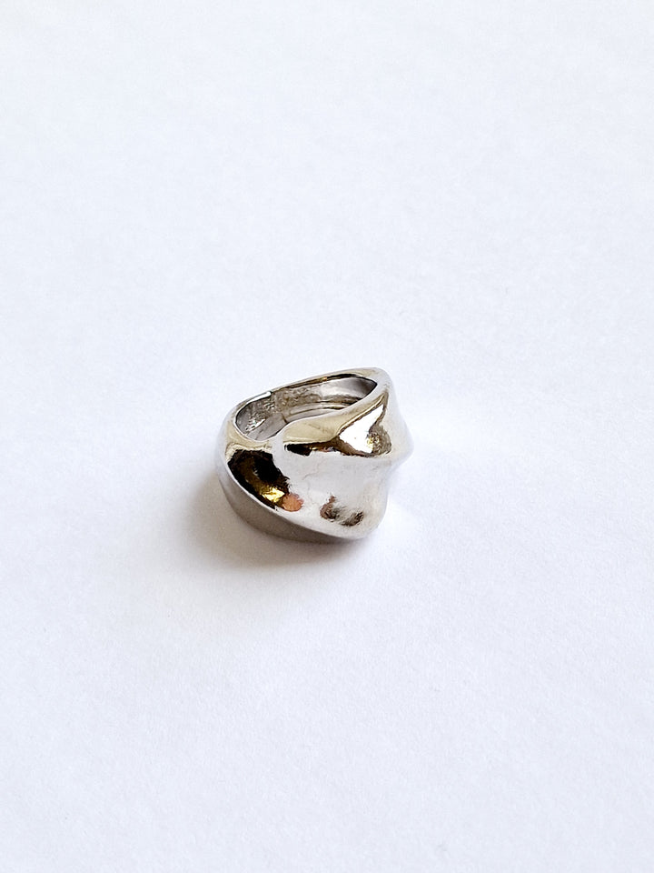 Vintage Silver Plated Chunky Textured Ring