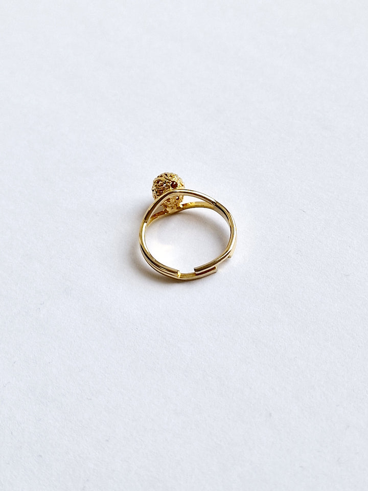 Vintage Gold Plated Ring with Raised Sphere